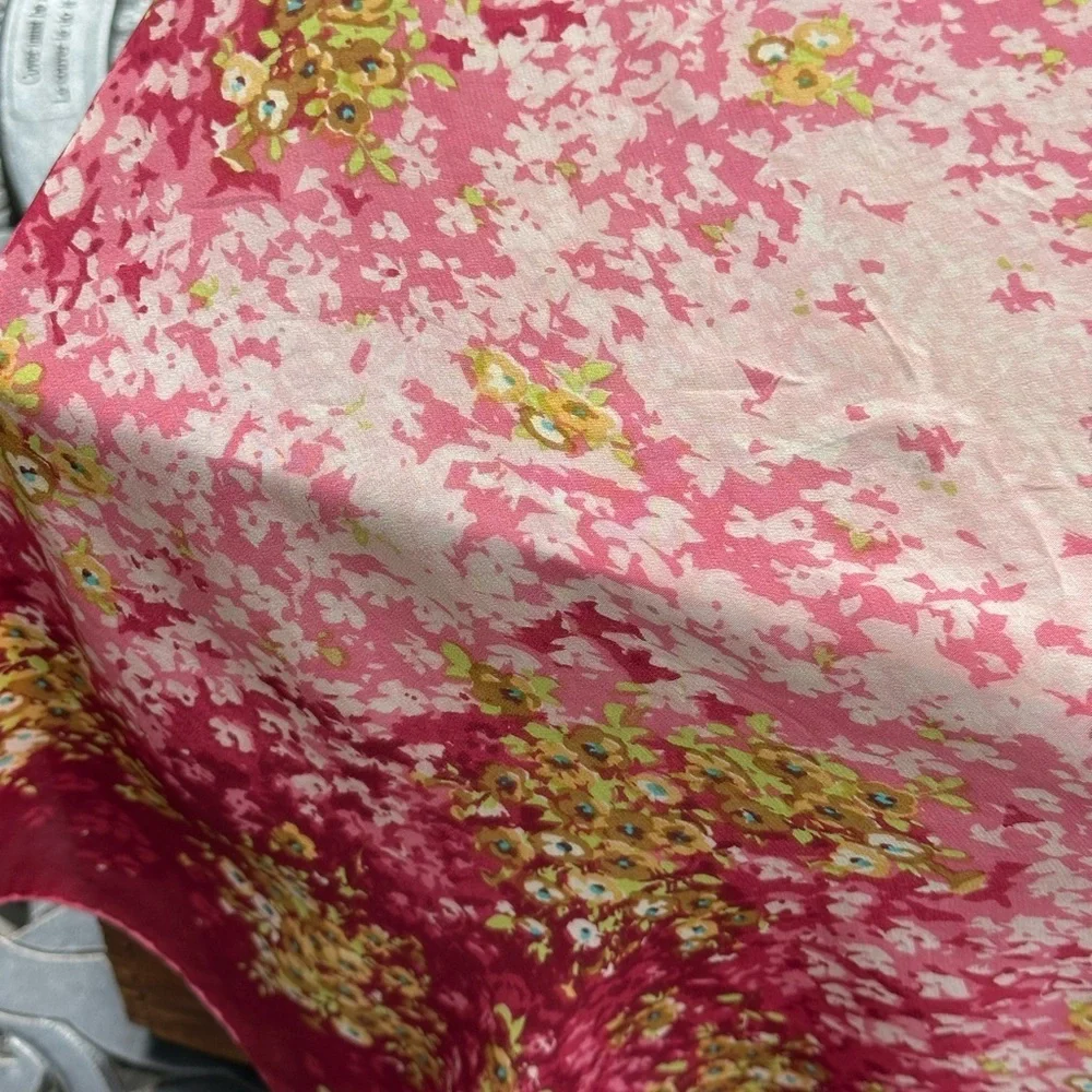 Silk Floral Maroon, Gold & Green Scarf